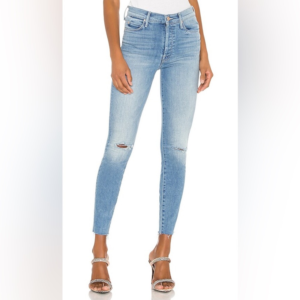 mother denim high waisted stunner ankle fray hit the jackpot distressed